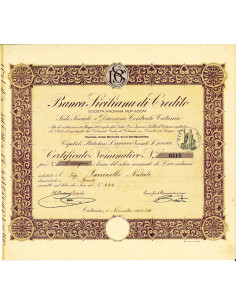 1929 - BANCA SICILIANA DI CREDITO 1 AZIONE - CATANIA