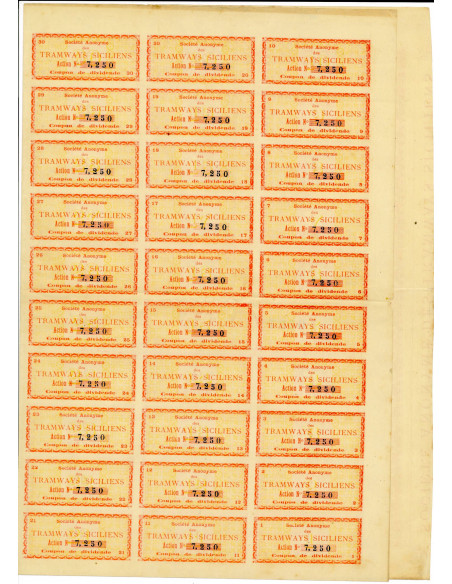 1888 - TRAMWAYS SICILIENS - AZIONE DA 500 FRS