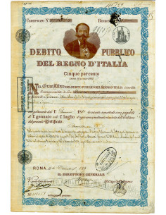 1879 - DEBITO PUBBLICO REGNO D'ITALIA VITTORIO EMANUELE...