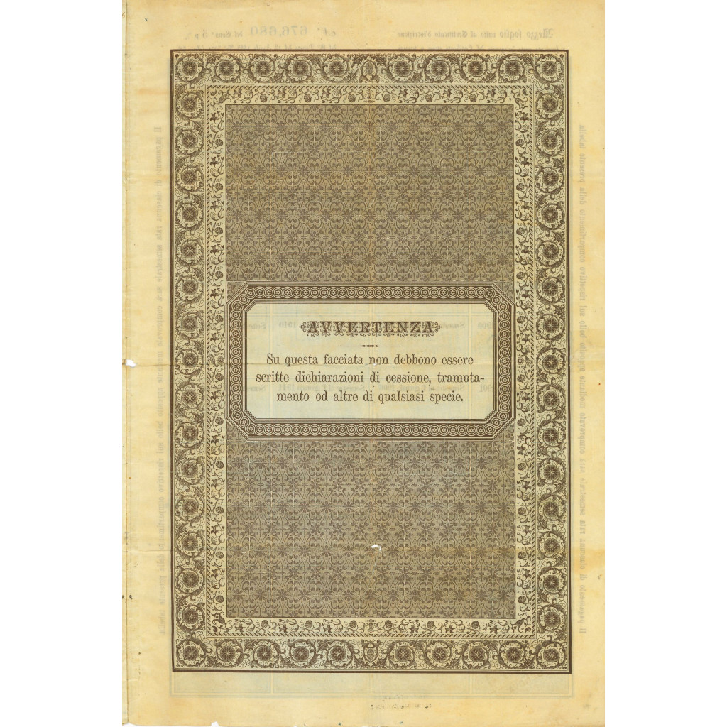 1879 - DEBITO PUBBLICO REGNO D'ITALIA VITTORIO...