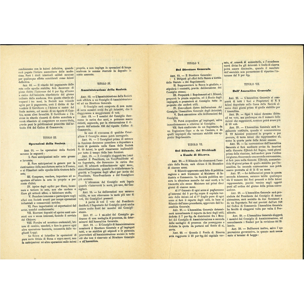 1872 - BANCA FIORENTINA INDUSTRIALE SERICA -...