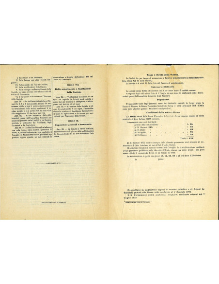 1872 - BANCA FIORENTINA INDUSTRIALE SERICA - SCHEDA SOTTOSCRIZIONE  E PROGRAMMA - FIRENZE