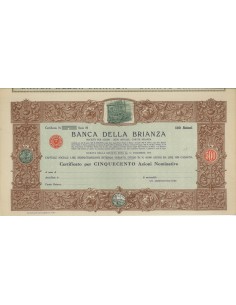 BANCA DELLA BRIANZA - 500 AZIONI CARATE BRIANZA 1923