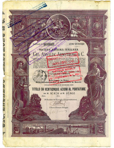 1904 - ITALIANA GIO. ANSALDO ARMSTRONG E C. 25 AZIONI ROMA