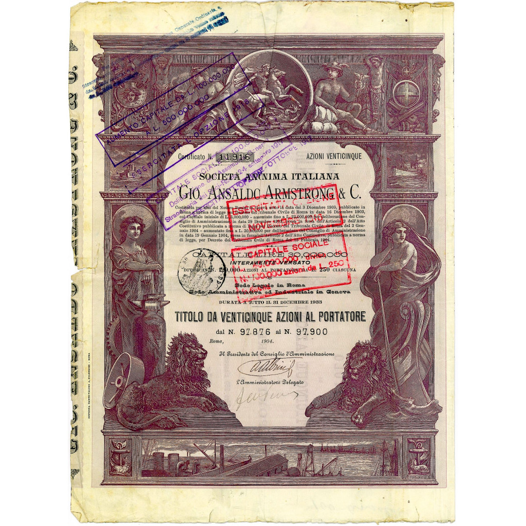 1904 - ITALIANA GIO. ANSALDO ARMSTRONG E C. 25...