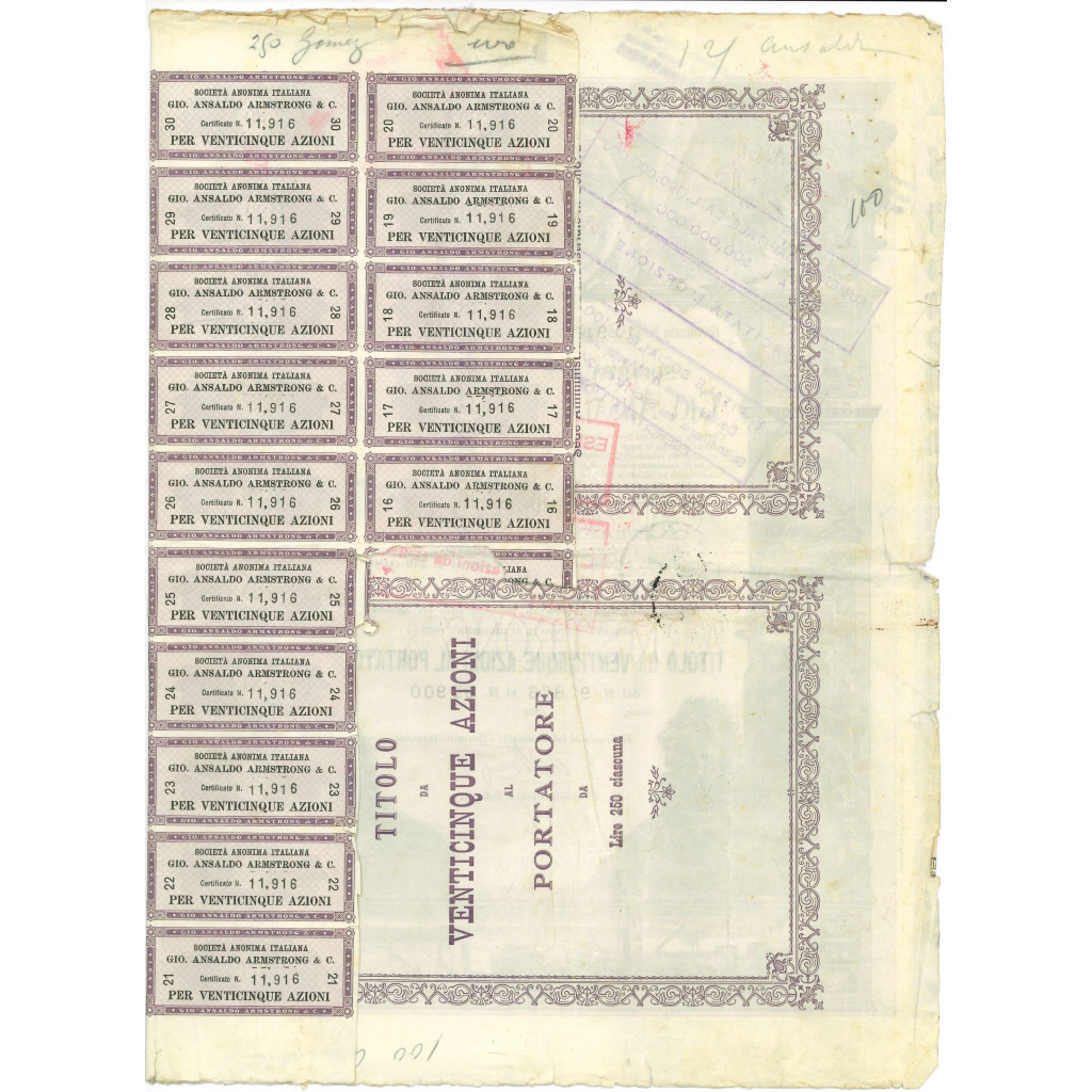 1904 - ITALIANA GIO. ANSALDO ARMSTRONG E C. 25...