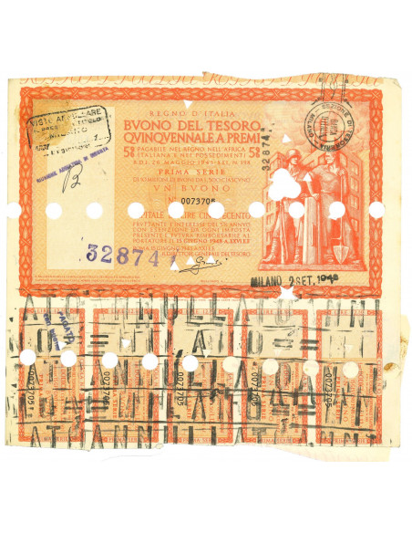 BUONO DEL TESORO QUINQUENNALE - SERIE PRIMA MILANO 1948