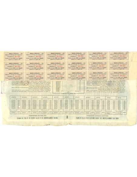 1881 - DEBITO UNIFICATO 5% - CITTA' DI NAPOLI - CARTELLA DA LIRE 500