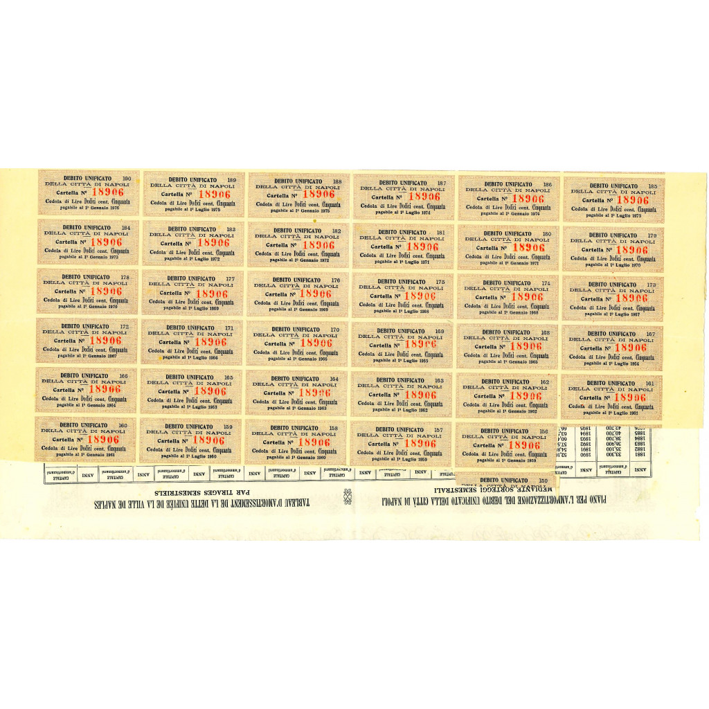 1949 - DEBITO UNIFICATO 5% - CITTA' DI NAPOLI -...