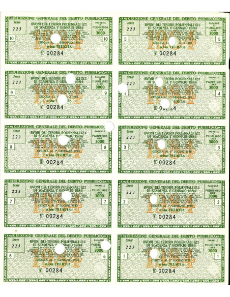 BTP POLIENNALI SERIE 230 50000 LIRE ROMA 1979