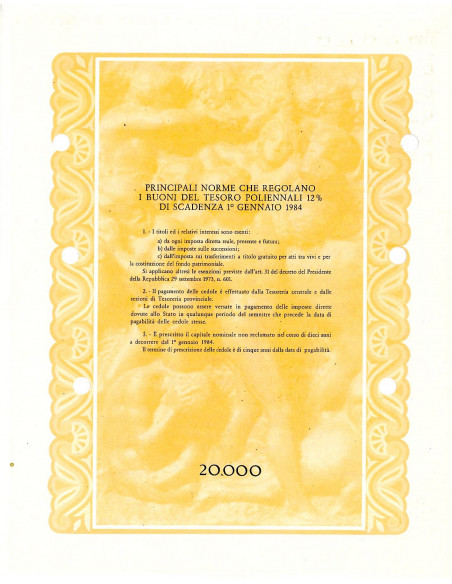 1979 - BTP POLIENNALI SERIE 153 LIRE 20000 - ROMA (David di Michelangelo Buonarroti)