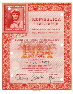 1979 - BTP POLIENNALI SERIE 100 LIRE 10000 - ROMA (David...