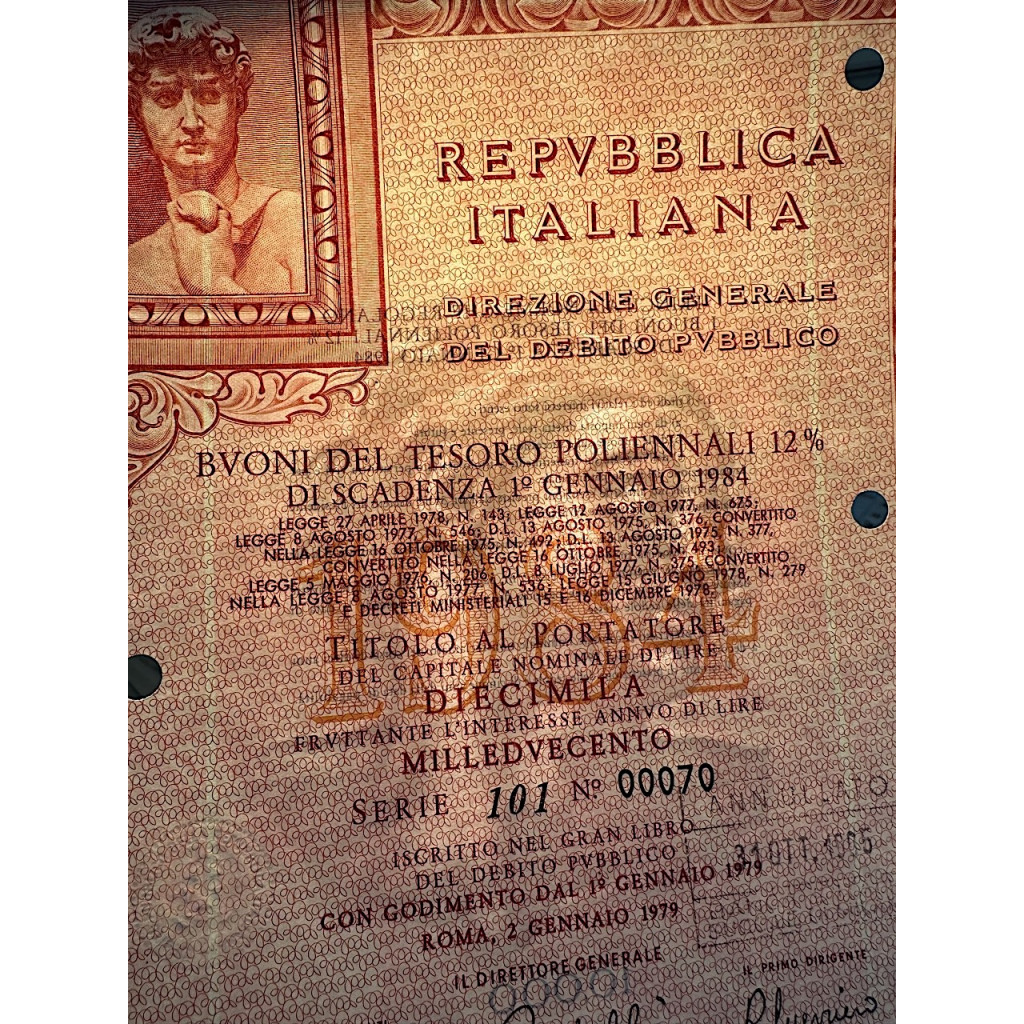 1979 - BTP POLIENNALI SERIE 100 LIRE 10000 -...