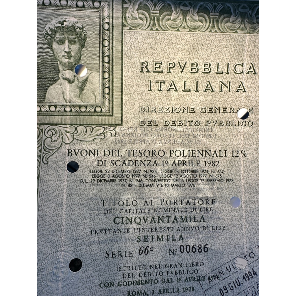 1978 - BTP POLIENNALI SERIE 15ESIMA - 50000...