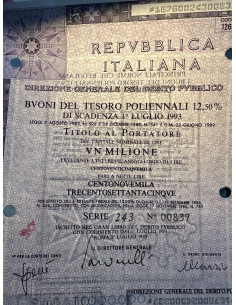 1989 - BTP POLIENNALI SERIE 243 LIRE 1 MILIONE ROMA (Rosa... 2