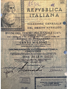 1990 - BTP POLIENNALI SERIE 0018 LIRE 100 MILIONI - ROMA... 2