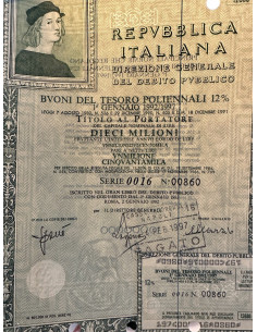 BTP POLIENNALI SERIE 0031 LIRE 10 MILIONI ROMA 1992 2