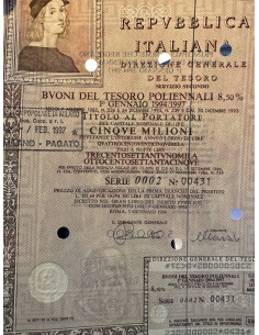 1993 - BTP POLIENNALI SERIE 0002 LIRE 5 MILIONI ROMA... 2