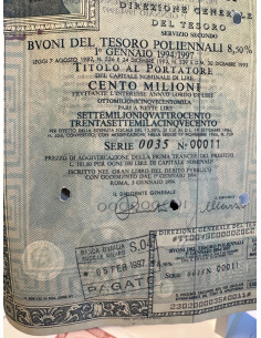 1994 - BTP POLIENNALI SERIE 0034 LIRE 100 MILIONI ROMA... 2