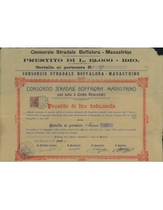 CONSORZIO STRADALE BOFFALORA-MAVASTRINO CARTELLA AL PORTATORE COSTA VESCOVATO 1910