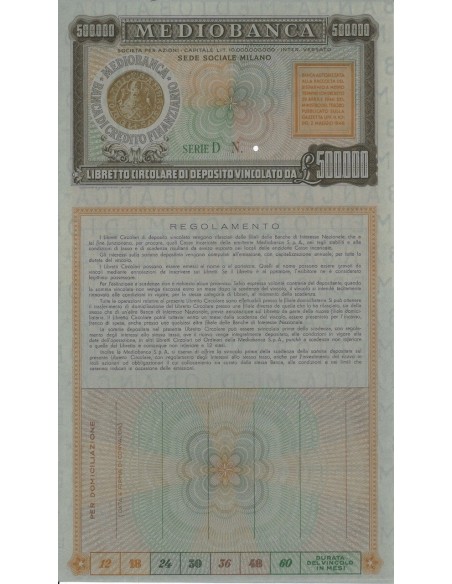 MEDIOBANCA SPA - LIBRETTO DA 500000 LIRE