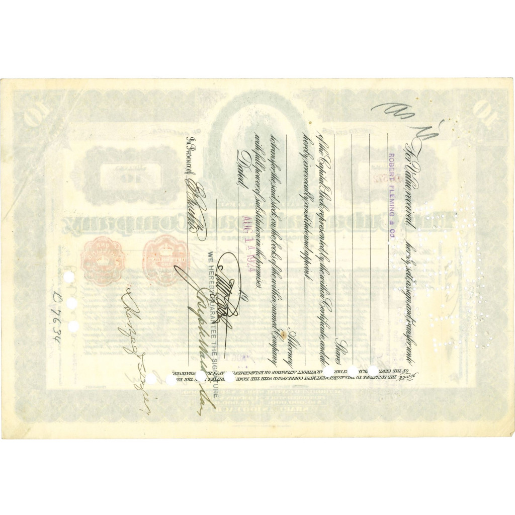 1924 - THE CUBA RAILROAD COMPANY - 10 AZIONI