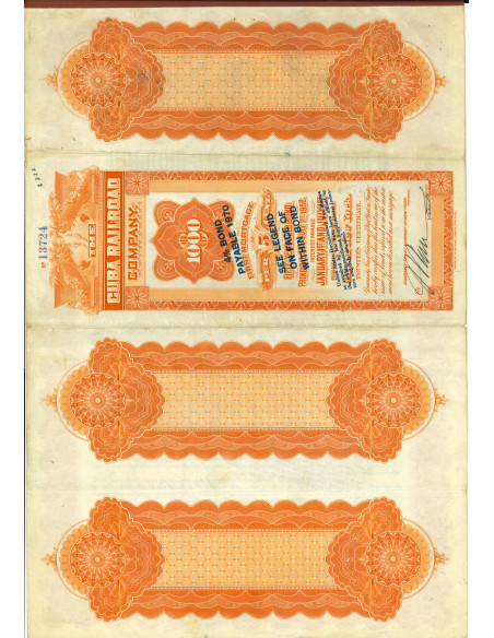 1902 - THE CUBA RAILROAD COMPANY - $1.000 BOND 5%