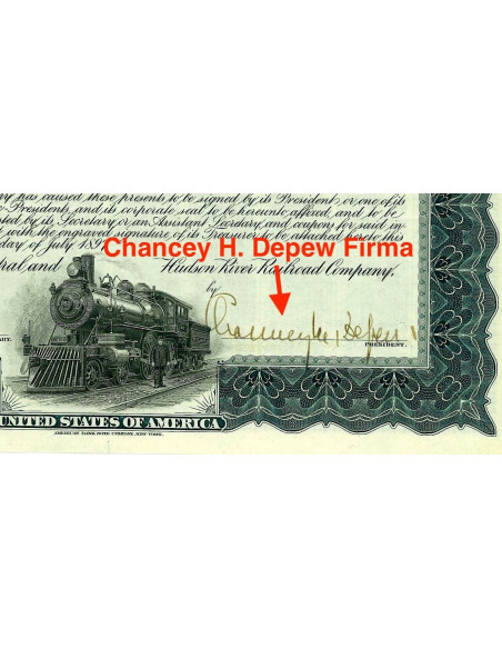 1897 - THE NEW YORK CENTRAL AND HUDSON RIVER RAILROAD BOND $ 1.000 Firma C. Depew