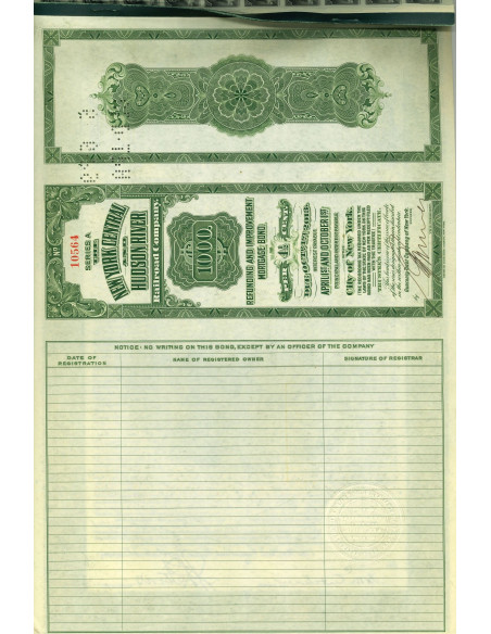 1930 - THE NEW YORK CENTRAL AND HUDSON RIVER RAILROAD COMP. 1000 DOLLARI
