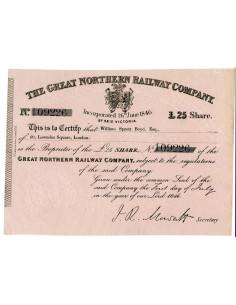 1846 - THE GREAT NORTHERN RAILWAY COMPANY £25 SHARE