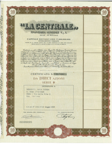 1968 - LA CENTRALE - FINANZIAMENTO IMPRESE ELETTRICHE 2 AZIONI