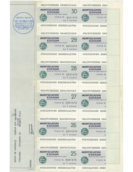 1967 - MONTECATINI EDISON - 1 AZIONE - MILANO