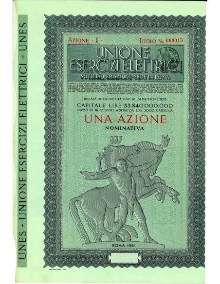 1961 - UNIONE ESERCIZI ELETTRICI 1 AZIONE - ROMA