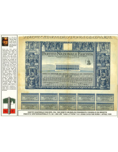 1938 - PARTITO NAZIONALE FASCISTA - TITOLO DA 500 LIRE ROMA