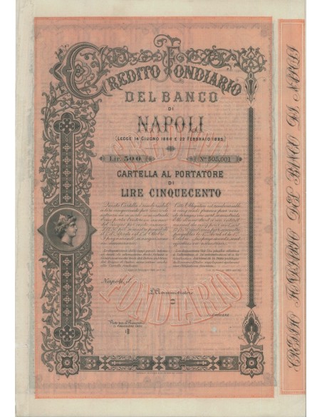 CREDITO FONDIARIO DEL BANCO DI NAPOLI - 1 CARTELLA 1866