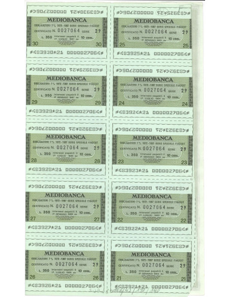 1972 - MEDIOBANCA BANCA DI CREDITO FINANZIARIO OBBLIGAZIONI 7% 1972-1987 - MILANO (Firma E. Cuccia)