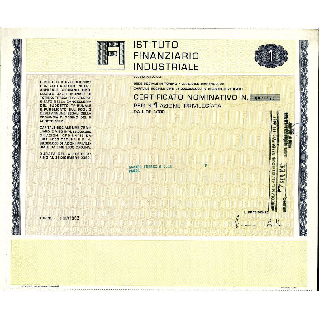1982 - IFI ISTITUTO FINANZIARIO INDUSTRIALE 1...