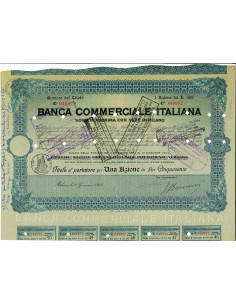 1912 - BANCA COMMERCIALE ITALIANA 1 AZIONE LIRE 500 - MILANO