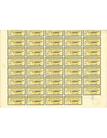 1922 - BANCA POPOLARE DELLA PROVINCIA DI MACERATA - 10 AZIONI