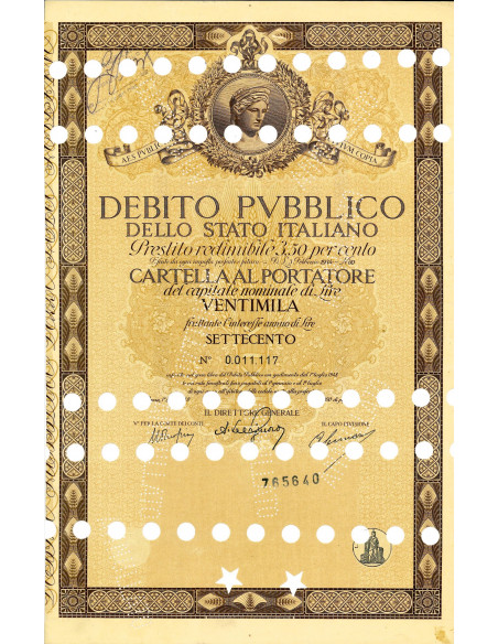 1948 - PRESTITO REDIMIBILE 3,50% CARTELLA 20.000 LIRE - ROMA  (nocciola)
