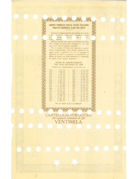 1948 - PRESTITO REDIMIBILE 3,50% CARTELLA 20.000 LIRE - ROMA  (nocciola)