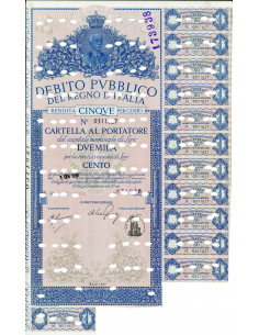 1950 - RENDITA 5% - CARTELLA 2.000 LIRE - ROMA  (blu,...