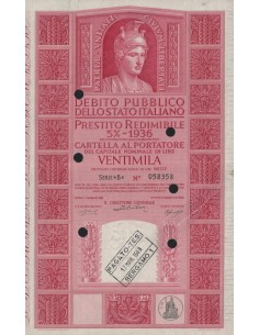 CARTELLA 20000 LIRE P. REDIMIBILE 5% SERIE B - ITALIA 1955
