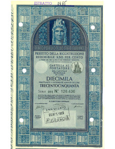 1947 - PRESTITO DELLA RICOSTRUZIONE REDIMIBILE 3,5% -...