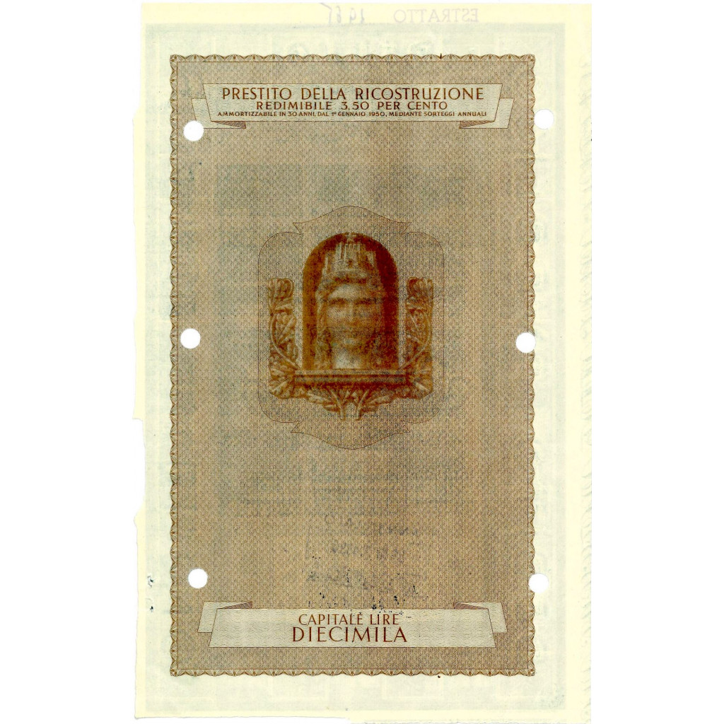 1947 - PRESTITO DELLA RICOSTRUZIONE REDIMIBILE...