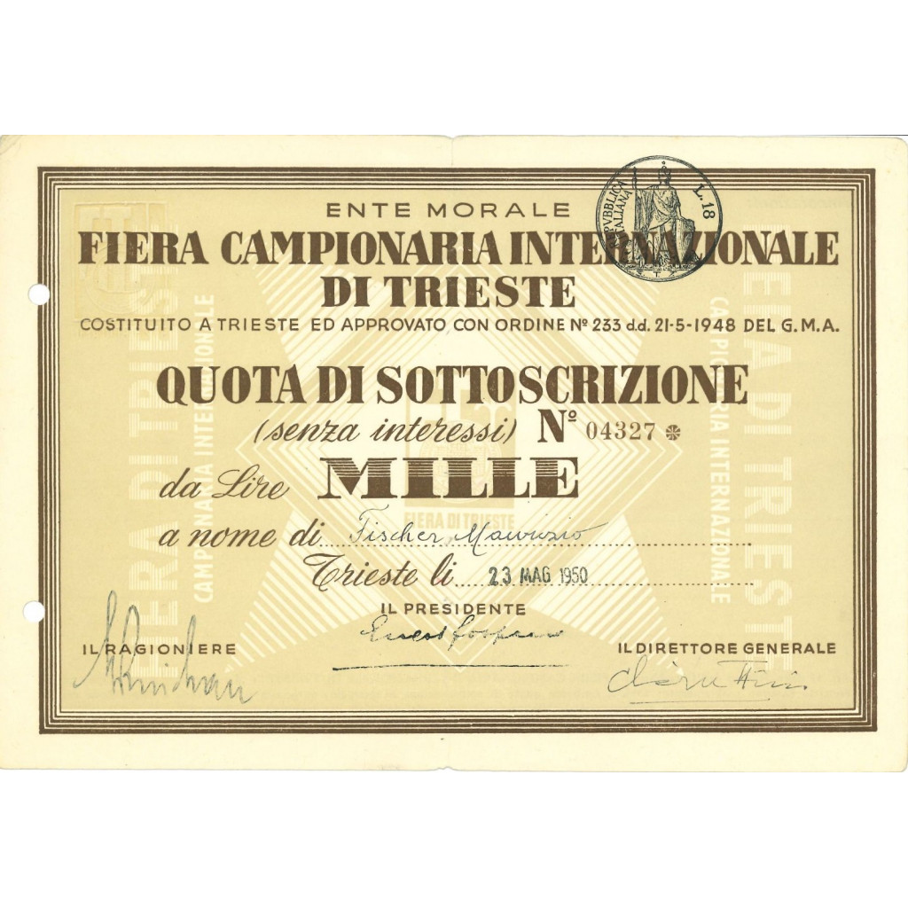 1950 - FIERA CAMPIONARIA INTERNAZIONALE DI...