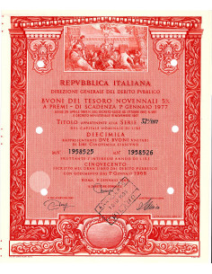 1968 - BUONI DEL TESORO NOVENNALI 5% - 10.000 LIRE - ROMA...