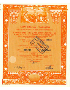 1968 - BUONI DEL TESORO NOVENNALI 5% - 20.000 LIRE - ROMA...