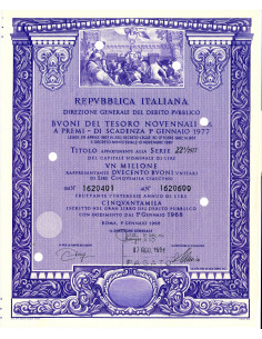 1968 - BUONI DEL TESORO NOVENNALI 5% - 1.000.000 LIRE -...