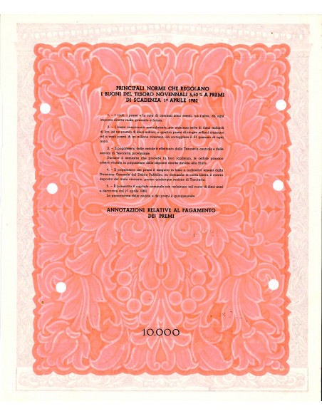 1973 - BUONI DEL TESORO NOVENNALI 5,5% - 10.000 LIRE - ROMA (Allegoria di Venezia, rosso)